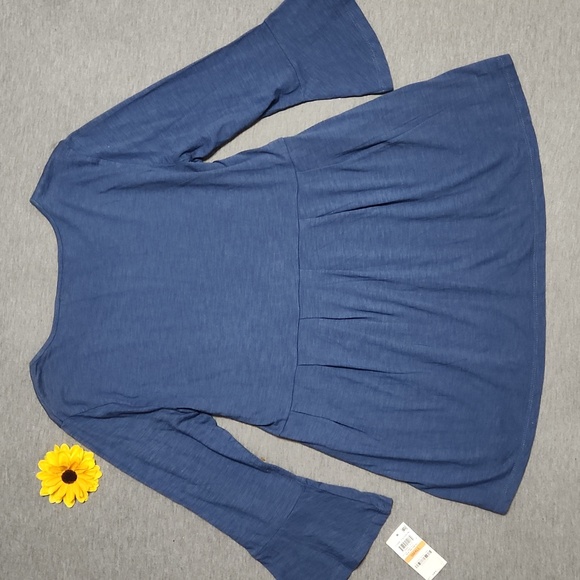 Style & Co. Boho 3/4 Bell Sleeve Babydoll Peplum High-Low Blouse Top Shirt - Picture 6 of 11